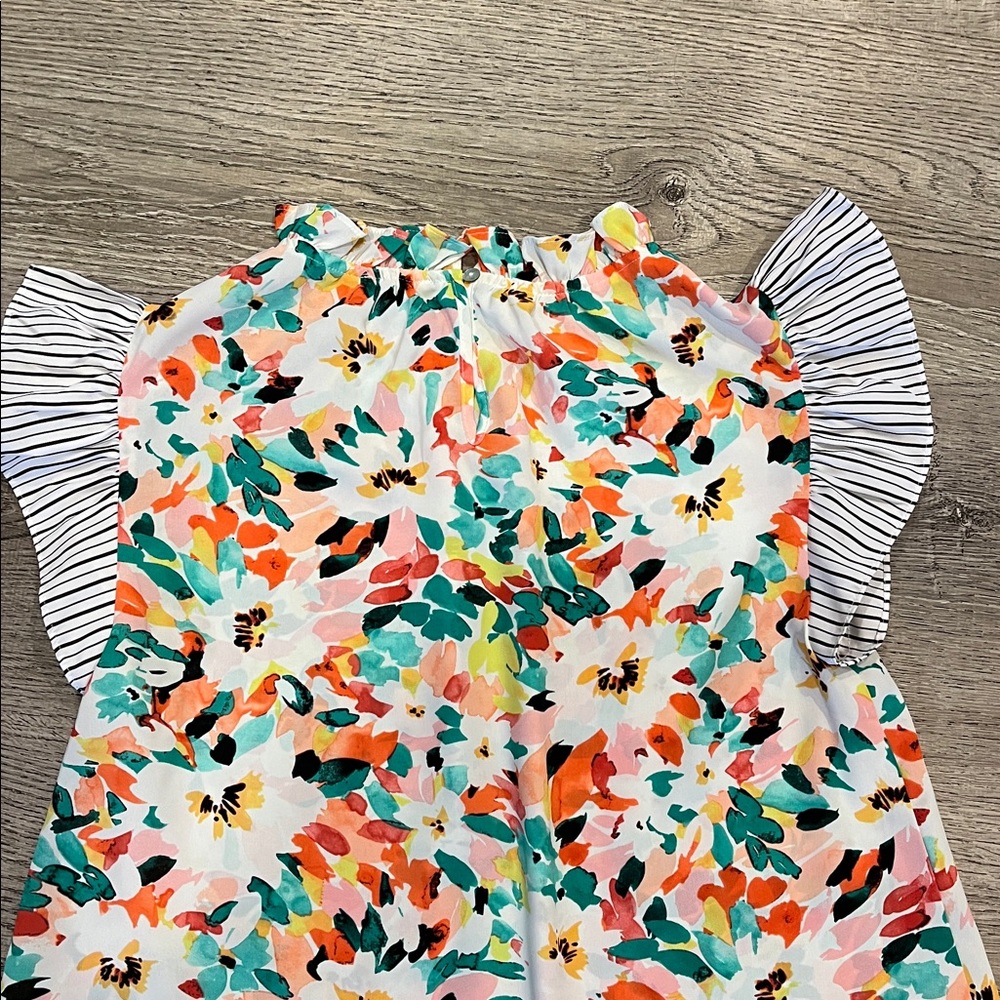 JODIFL Colorful Abstract Ruffle Top Size M - Picture 5 of 7